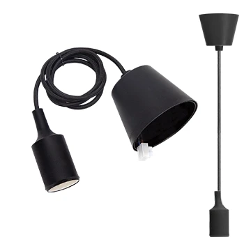 Imagen de Aigostar Portalámparas Colgante de Plástico E27,100cm Cable con Soporte Techo,Accesorios La Lámpara DIY,Negro