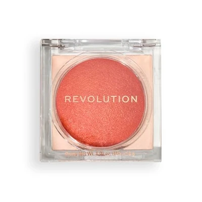 Imagen de Revolution, Beam Bright Blush, Colorete en Polvo para el Rostro, Mezclable y Modulable, Acabado Luminoso Mejillas Radiantes, Vegano Libre de Crueldad, Orange Crush