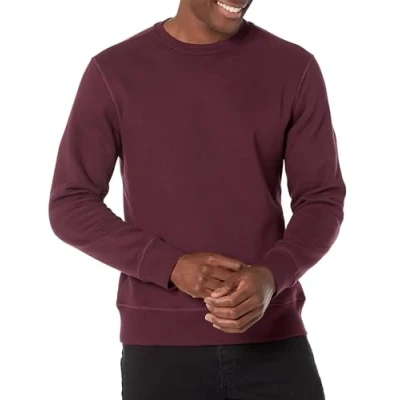 Imagen de Amazon Essentials Sudadera de Forro Polar con Cuello Redondo (Disponible en Tallas Grandes y Largos Especiales) Hombre, Burdeos, M