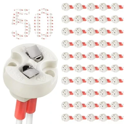 Imagen de DiCUNO Base De Bi Pin, Portalámparas Para Lámpara Casquillo G4, Mr16,G6.35, Gy6.35, Gx5.3,Gz4 Mr11, Incandescentes Halógenas Led Socket Cuerpo Enchufe Cerámico Del Lámpara(Pack 50)