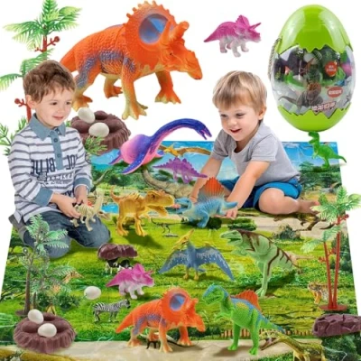 Imagen de XUNIVERS Dinosaurios Juguetes, Alfombra de Juego Juguetes Niños 3 2 4 5 6 años con Caja Almacenamiento Juegos NiñosRegalos Cumpleaños Figura Dinosaurio