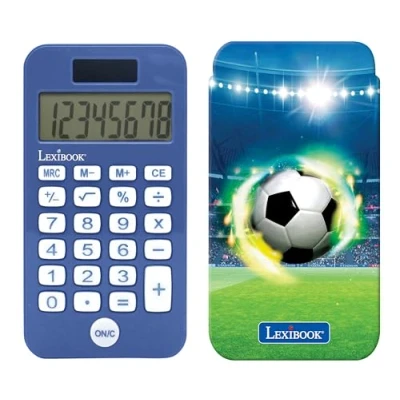 Imagen de Lexibook, calculadora de Bolsillo para fútbol con Funda Protectora, Funciones convencionales y avanzadas, Funciona Pilas energía Solar, Azul, C45FO