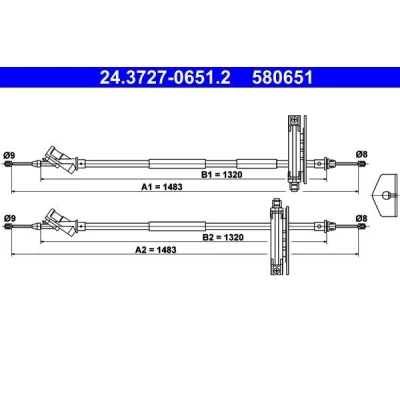 Imagen de ATE 24.3727 0651.2 Cable de Freno Mano 1483, 1483 FORD: Focus Mk1 Hatchback, Berlina