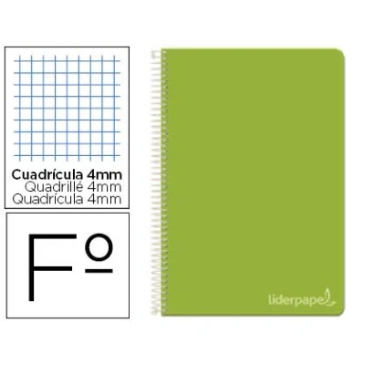 Imagen de Cuaderno espiral liderpapel folio witty tapa dura 80h 75gr cuadro 4mm con margen color verde