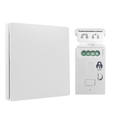 Imagen de Kit de interruptor luz inalámbrico, atenuación inalámbrico inteligente, cinético impermeable, control remoto, compatible con Alexa y Google Assistant