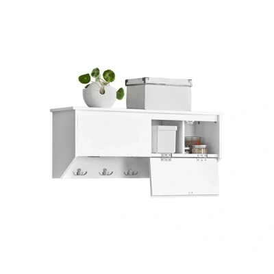 Imagen de SoBuy FHK24 W Perchero de Pared con 2 Puertas y 5 Ganchos Estante para Pasillo Entrada 78 x 20 30 cm ES