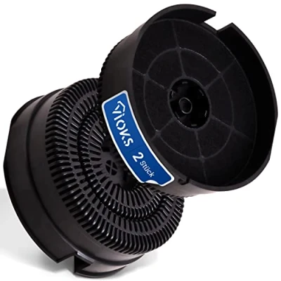 Imagen de 2 filtros de carbón repuesto para Whirlpool 484000008782 Type58 142 mm diámetro AK111 AKB000/1 CFC0038000 campana extractora AEG Bauknecht Electrolux