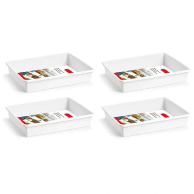 Imagen de AC Pack de 4 Bandejas Frigorificas Capaciadad 4,25 L Fabricado en Plástico Apto para Microondas y Congelador 6,5 x 34,5 26 cm Color Blanco