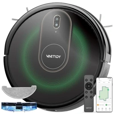 Imagen de Vactidy Robot Aspirador, Nimble T8 Aspirador y Fregasuelos con Potente Succión 2800Pa, Depósito 2 en 1, Aspira, Barre, Mopa, 100mins Autonomía, Control por App, Alexa/Google Home, para Mascotas