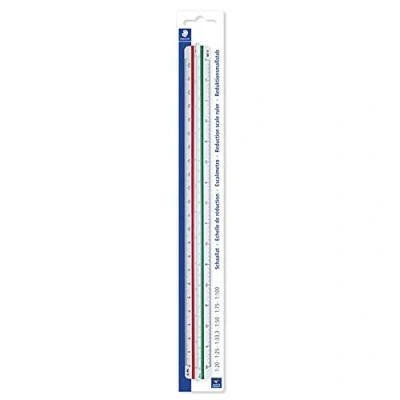 Imagen de Staedtler 561 98 2BK Blíster que contiene 1 regla reductora, versión 2 (1:20, 1:25, 1:33,3, 1:50, 1:75, 1:100)