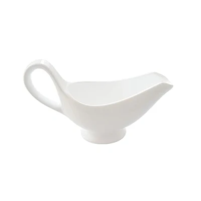 Imagen de Salsera de porcelana para salsas, salsas y aderezos, volumen 250 ml, diseño elegante, mango grande, color blanco