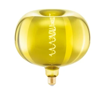 Imagen de Eglo LED E27 regulable en forma de manzana, espiral tamaño grande, bombilla vintage extragrande oro con diseño retro, 4 vatios, 40 lúmenes, blanco cálido, 1900k, Ø 22 cm