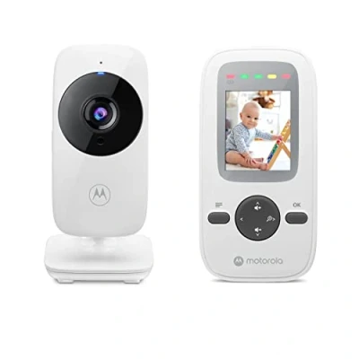 Imagen de Motorola Nursery VM481 Monitor de video para bebé con unidad portátil padres, micrófono alta sensibilidad, visión nocturna infrarroja, zoom digital, plateado (VM 481)
