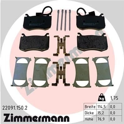 Imagen de ZIMMERMANN 22091.150.2 Juego de pastillas freno con contacto avisador desgaste Foto correspondiente a la entrega ALFA ROMEO: Stelvio
