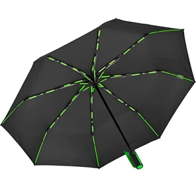 Imagen de iX brella Paraguas de bolsillo grande fibra vidrio, 104 cm, con radios dobles colores, negro verde, plegable automático