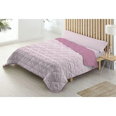Imagen de Donegal Collections Edredon Nordico Estampado Reversible Cama 135/140 cm Dibly, Color Rosa 135 Edredón de Fibra 300 gr/m2. Ligero y Calentito, Tacto Suave Transpirable