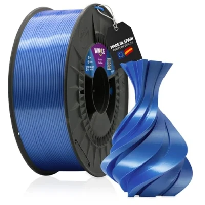 Imagen de WINKLE Filamento PLA Silk (Seda) Azul Acero Impresora 3D 1,75mm 300g Acabado Suave y Sedoso Precisión Dimensional Bobina