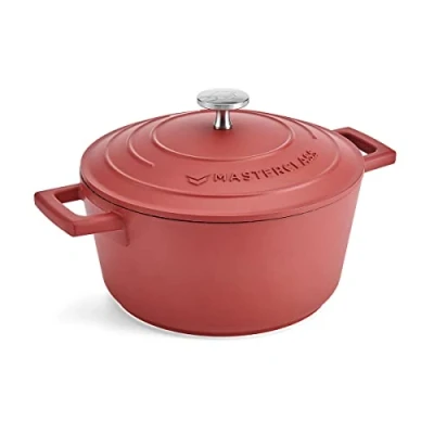 Imagen de MasterClass Cacerola pequeña con tapa de 2,5 L/20 cm, aluminio fundido ligero, apto para inducción, horno y horno, color rojo