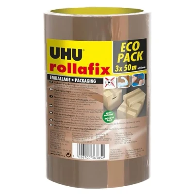 Imagen de UHU Rollafix Cinta de embalaje, color marrón, 3 x 50 m