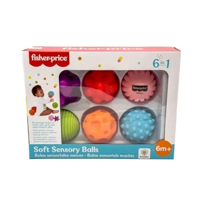 Imagen de Fisher Price Set 6 Bolas sensoriales Tamaños y Texturas Diferentes Juguete exploración sensorial Libre BPA (Deqube 920D00246)
