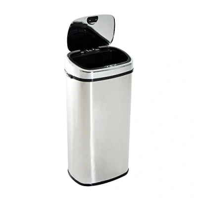 Imagen de HOMCOM Cubo de Basura Cocina Inteligente Acero Inoxidable 68L con Sensor Infrarroja Apertura Automática y Contacto Manual para 40,5x29,5x78 cm Plata