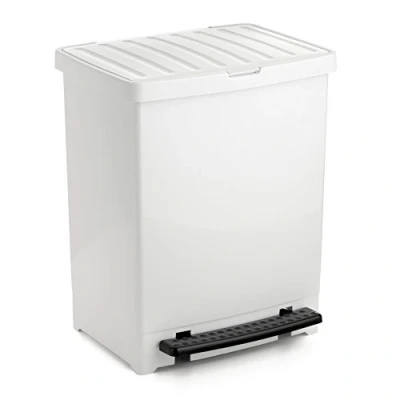 Imagen de Tatay Cubo de Pedal, 25L Capacidad, Pedal Retráctil, Polipropileno, Libre BPA, Bolsa Basura 30L. Color Blanco . Medidas 33.5 x 31 42cm
