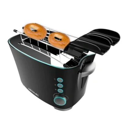 Imagen de Cecotec Tostadora Toast&amp;Taste Double B, 650 W de Potencia, Doble ranura para 2 Tostadas, Apagado y Pop up Automático, Recogemigas, Sistema extraelevación, Autocentrado, Incluye Pinzas