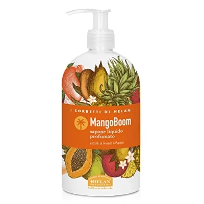 Imagen de Helan, I Sorbetti MangoBoom Jabón Líquido de Manos Ligero y Perfumado con Piña Papaya, Enriquecido Ingredientes Naturales para Uso Frecuente, Limpiador Refrescante Suave 500 ml