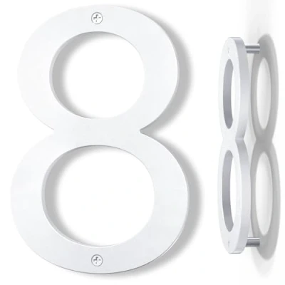 Imagen de Yafimea numeros para casa exterior moderno blanco, altura 20 cm, plástico ABS macizo, efecto 3D flotante (8)