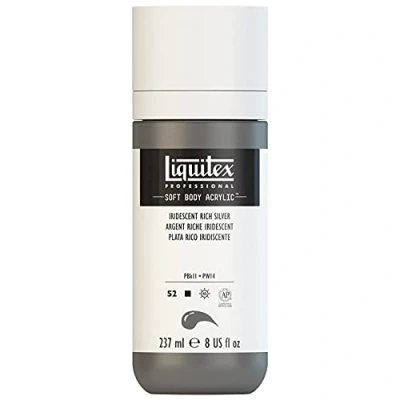 Imagen de Liquitex 1923239 Pintura acrílica profesional (consistencia cremosa, alta pigmentación, resistente a la luz y al envejecimiento, botella de 237 ml), color plateado brillante