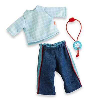 Imagen de HABA 306518 Conjunto de Ropa Vaquera, Accesorios para muñecas a Partir 1,5 años