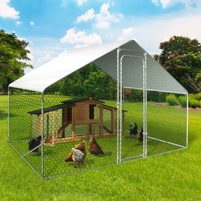 Imagen de IDMarket Enclos gallinero 6 m² Parque de rejilla acero galvanizado