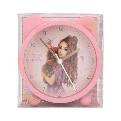 Imagen de Depesche 13226 TOPModel Floral Despertador en Rosa para niños, con Motivo de Modelo y Orejas, Reloj silencioso función luz, Pila incluida, Multicolor, One Size