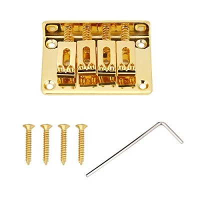 Imagen de 4 String Guitarra Bridge, Durable Bridge Repuestos para Cigarbox Guitarras Eléctricas Bass Ukulele(Oro)