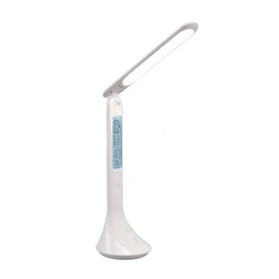 Imagen de Reality Leuchten Patty R52311101 Lámpara LED de escritorio (plástico, incluye 4 W, batería, USB C, despertador, fecha y temperatura), color blanco mate