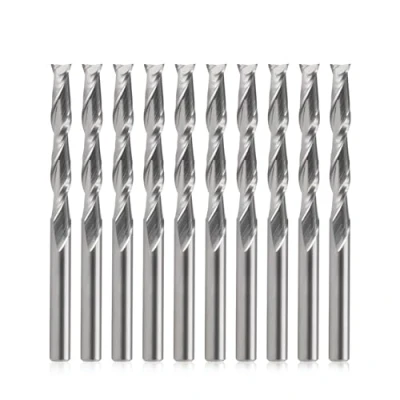 Imagen de EU_HOZLY 3,175 x 22 mm, dos flautas VHM Micro End Fresa CNC Madera GravierTools Spiral Router Bits Pack de 10