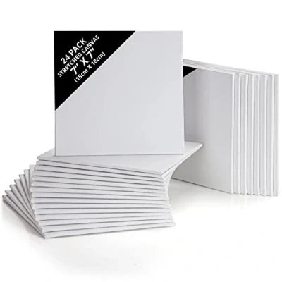 Imagen de Belle Vous Pack de 24 Lienzos para Pintar 18 x cm Set Paneles Lienzo Pre Estirado Aptos Pintura Acrílica y al Óleo Blanco Bocetos Dibujos