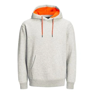 Imagen de JACK &amp; JONES Sudadera con capucha para hombre, White Melange Shocking Orange/Reg, S