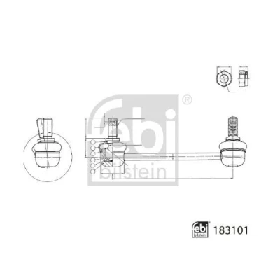 Imagen de FEBI BILSTEIN 183101 Bieleta de suspensión Eje delantero, derecha 160 M12 x 1,25 con tuerca autofijadora Acero