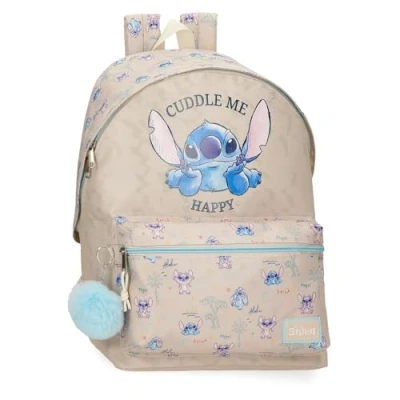 Imagen de Disney Joumma Stitch Cuddle Me happy Mochila Escolar Beige 31x44x15 cms Poliéster