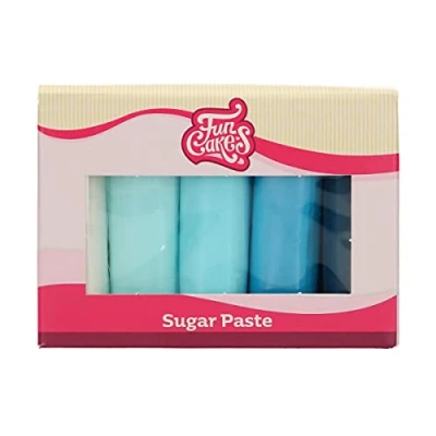 Imagen de FunCakes Pasta De Azúcar Multipack Paleta Colores Azul 5 X 100 G, 500 Gramo, Sabor Vainilla