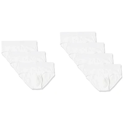 Imagen de Amazon Essentials Braguita de punto algodón (disponibles en tallas grandes y largos especiales) Hombre, Pack 7, Blanco, 3XL Grande