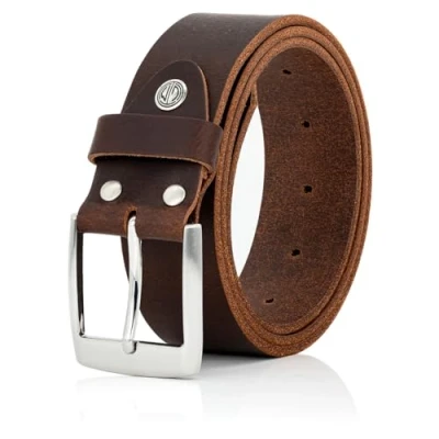 Imagen de Lindenmann cinturón hombre de piel búfalo, 40 mm ancho y 3,5 4 grosor, marrón, Marrón oscuro, Bundweite 110 cm Gesamtlänge 125 W 43.5 XL