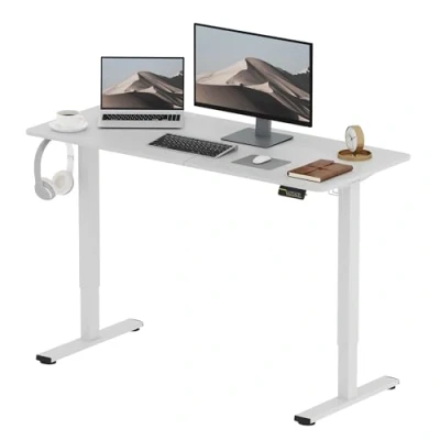Imagen de SANODESK FQ1 140x60cm Escritorio Elevable Eléctrico con Tablero, Standing Desk, Mesa para Computadora Gancho, Cerradura niños, Función de Memoria Oficina y Hogar Blanco