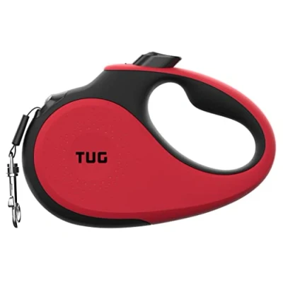 Imagen de TUG 360 Sin Enredos Correa Perro Extensible Retráctil de 5 Metros Cinta Nailon (Medio, Rojo)