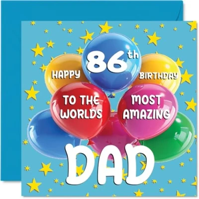 Imagen de Tarjeta de cumpleaños número 86 para papá World&#039;s Most Amazing Dad feliz parte hijo e hija, 145 mm x mm, años, tarjetas felicitación papá,