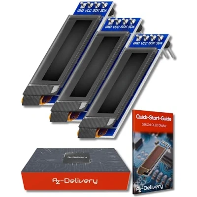 Imagen de AZDelivery 3 x 0,91 Pulgadas OLED Display I2C SSD1306 Chip 128 32 Pixeles Modulo Visualizacion de Pantalla con Caracteres Blancos Compatible Arduino y Raspberry Pi E Book Incluido!