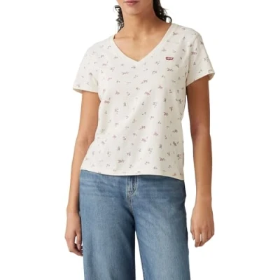 Imagen de Levi&#039;s Perfect Vneck Camiseta estampada, Mujer, Talla: Small, Off white