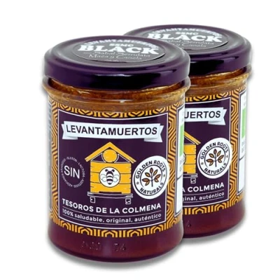 Imagen de Pack Ahorro 2x Golden Roots Levantamuertos Black Ecológico Energizante Natural con Miel, Maca, Canela y Sabal Serrulata Refuerzo Hormonal, Energía Vitalidad Masculina Sin Azúcar, Total 440g