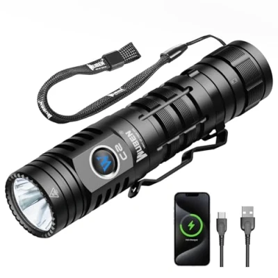 Imagen de WUBEN C2 Linternas LED Alta Potencia, 2000 Lúmenes Linterna Recargable, USB Táctica Potente IP68 Impermeable 7 Modos Flashlight para Emergencias Camping Regalo